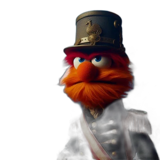 hat, staff, animal, 3d render, concept art, photorealistic, pixel art, muppets transparent PNG cut-out