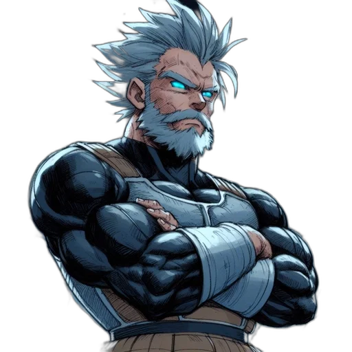 staff, comic book art, concept art, cartoon, cyberpunk, blue, muscular, character transparent PNG cut-out