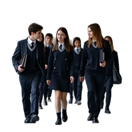 staff, jacket, 3d render, concept art, city street, group, students, formal transparent PNG cut-out