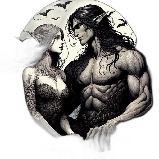 fantasy art, comic book art, concept art, pixel art, monochrome, monochromatic, artwork, features transparent PNG cut-out