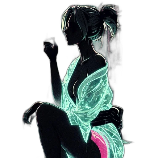 dress, mask, creature, hair, vaporwave, concept art, cyberpunk, fantasy art transparent PNG cut-out