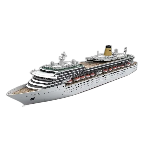 3d render, photorealistic, model, cruise, ship, detailed, structure, including transparent PNG cut-out