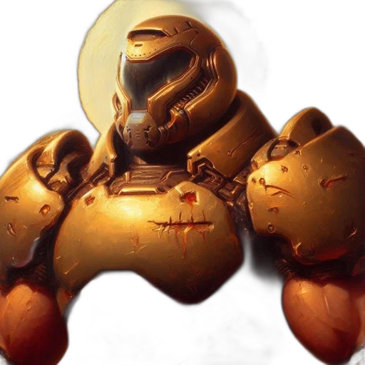 robot, mask, weapon, concept art, 3d render, photorealistic, golden, armored transparent PNG cut-out