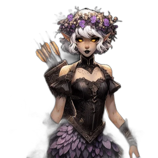 dress, staff, fantasy art, concept art, comic book art, pixel art, dark, monochrome transparent PNG cut-out