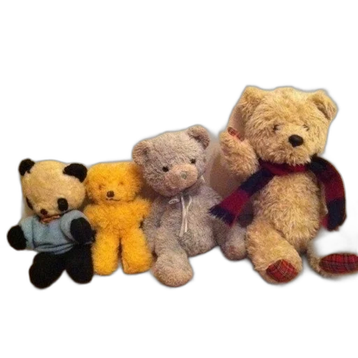 staff, four, stuffed, animals, sit, floor, including, panda transparent PNG cut-out