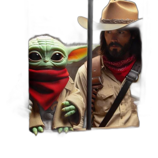 hat, jacket, concept art, fantasy art, photorealistic, pixel art, yoda-like, creature transparent PNG cut-out
