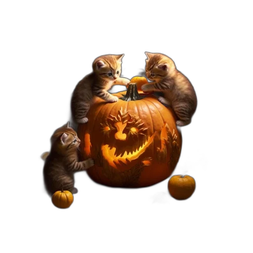 creature, animal, concept art, 3d render, photorealistic, pixel art, carved, pumpkin transparent PNG cut-out
