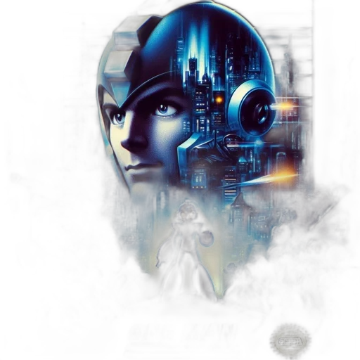 robot, face, mask, cyberpunk, comic book art, concept art, fantasy art, outer space transparent PNG cut-out