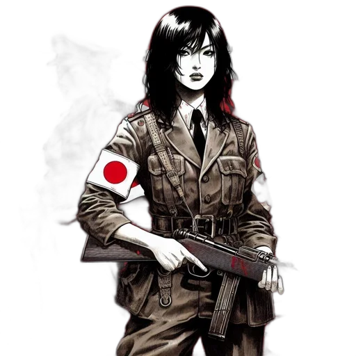 weapon, comic book art, concept art, anime, pixel art, two, women, one transparent PNG cut-out