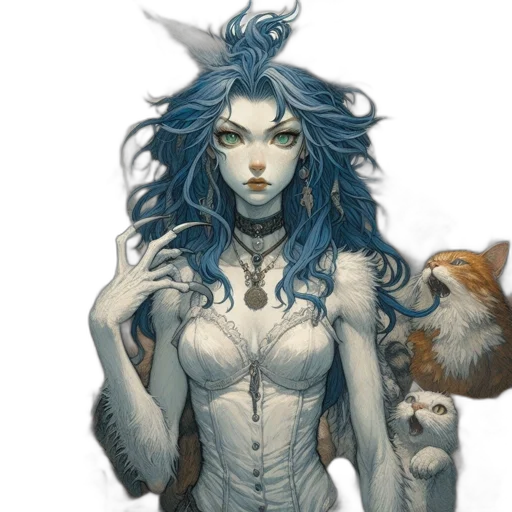 creature, fantasy art, concept art, comic book art, watercolor, blue, monochrome, pastel transparent PNG cut-out