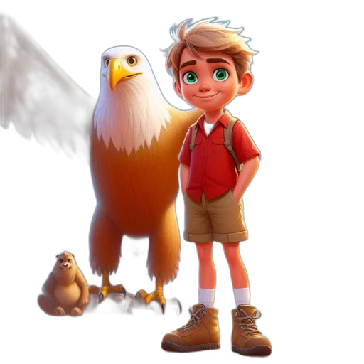 animal, concept art, 3d render, fantasy art, cartoon, fog, young, boy transparent PNG cut-out