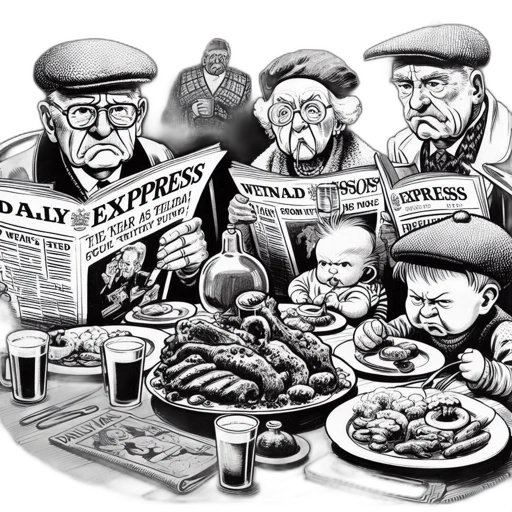 food, comic book art, cartoon, concept art, several, elderly, people, gather transparent PNG cut-out