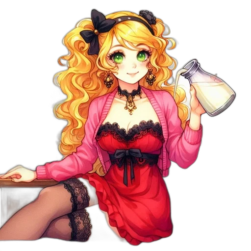 staff, dress, crown, weapon, pixel art, anime, fantasy art, cartoon transparent PNG cut-out