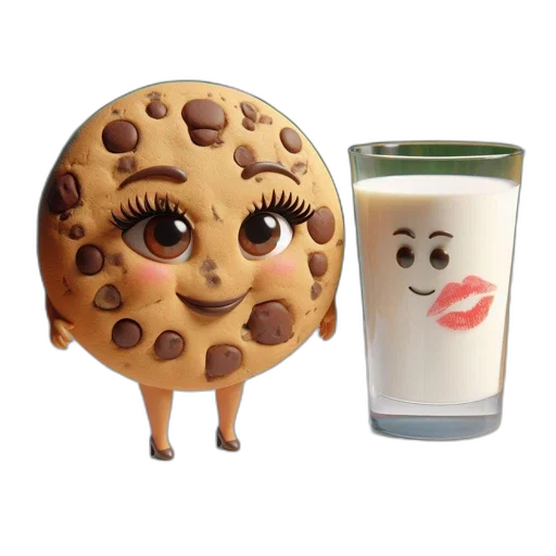 food, 3d render, concept art, large, anthropomorphic, chocolate, chip, cookie transparent PNG cut-out