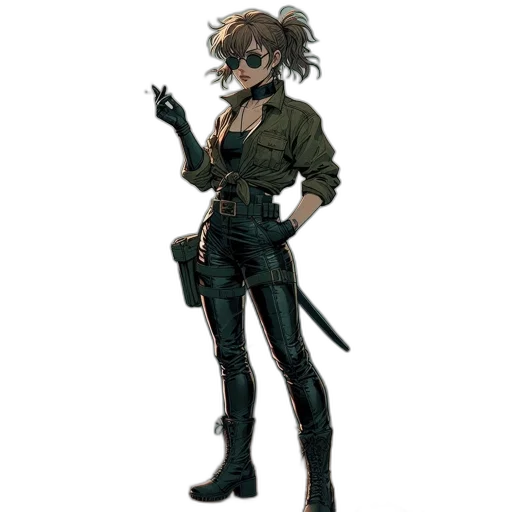 jacket, staff, weapon, animal, concept art, cyberpunk, 3d render, pixel art transparent PNG cut-out