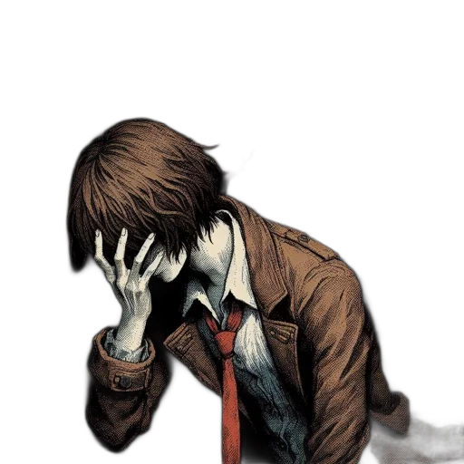 mask, jacket, face, comic book art, concept art, pixel art, anime, man transparent PNG cut-out