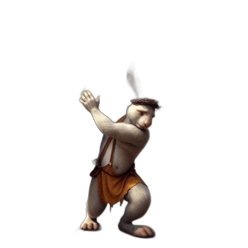 staff, animal, weapon, concept art, 3d render, fantasy art, pixel art, earth tones transparent PNG cut-out