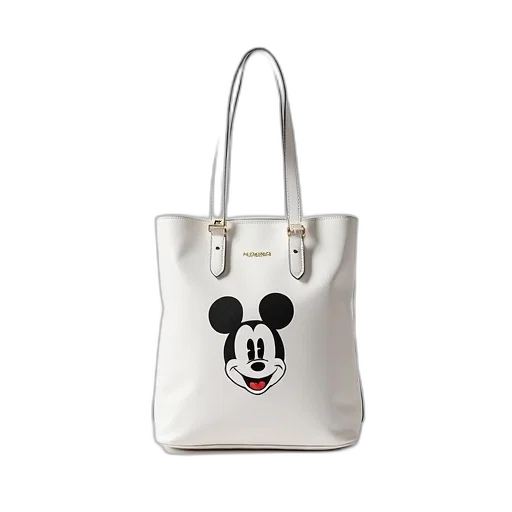 white, handbag, long, strap, mickey, mouse, pattern, front transparent PNG cut-out