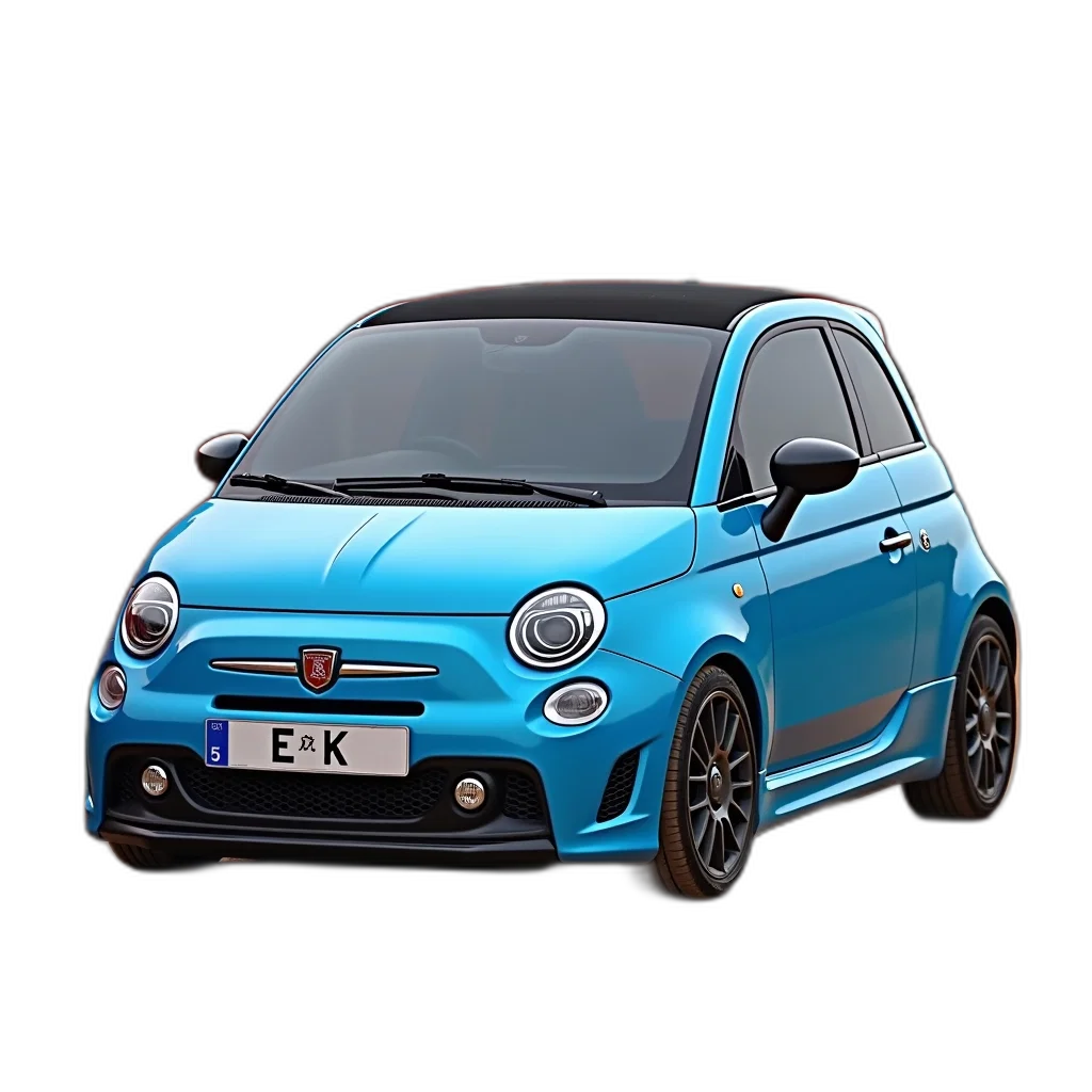 car, photorealistic, 3d render, blue, compact, parked, dirt, road transparent PNG cut-out