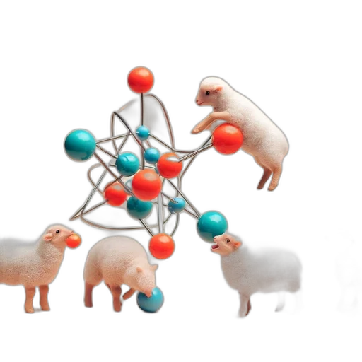 animal, concept art, 3d render, whimsical, scene, four, woolly, sheep transparent PNG cut-out