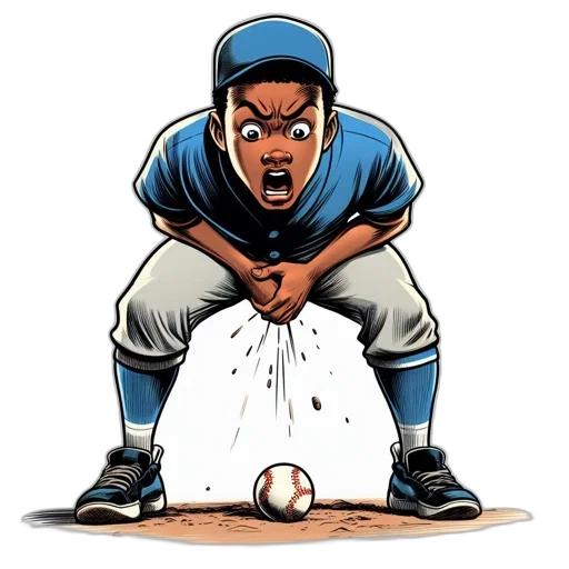 cartoon, comic book art, animated, young, boy, blue, baseball, uniform transparent PNG cut-out