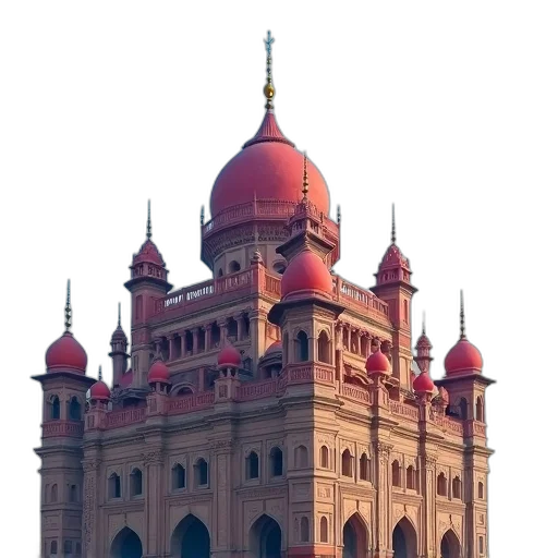 building, crown, staff, 3d render, photorealistic, concept art, sunset, city street transparent PNG cut-out