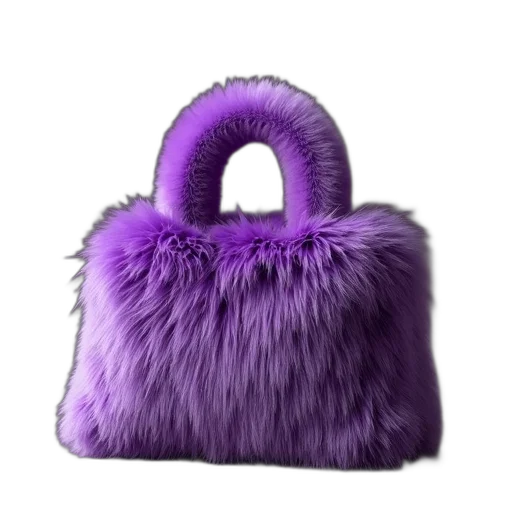 hat, crown, jacket, jewelry, 3d render, purple, fur, handbag transparent PNG cut-out