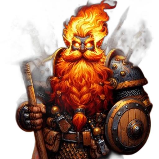 fantasy art, concept art, pixel art, comic book art, fiery, warrior, long, orange transparent PNG cut-out