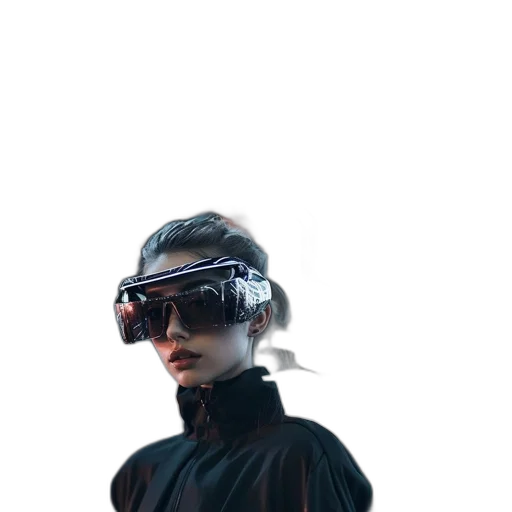 robot, mask, staff, face, cyberpunk, 3d render, concept art, vaporwave transparent PNG cut-out