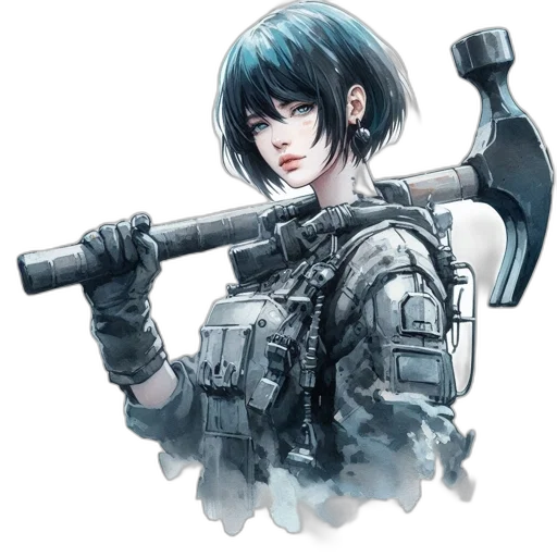 weapon, staff, robot, sword, cyberpunk, concept art, pixel art, anime transparent PNG cut-out