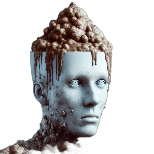 robot, face, mask, creature, 3d render, cyberpunk, concept art, vaporwave transparent PNG cut-out