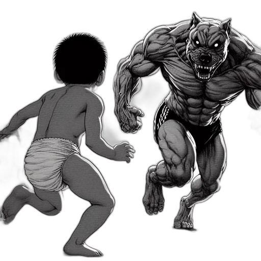 creature, animal, weapon, comic book art, concept art, fantasy art, cartoon, monochrome transparent PNG cut-out