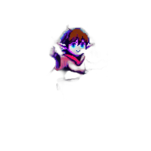 creature, robot, staff, weapon, pixel art, vaporwave, 3d render, cartoon transparent PNG cut-out