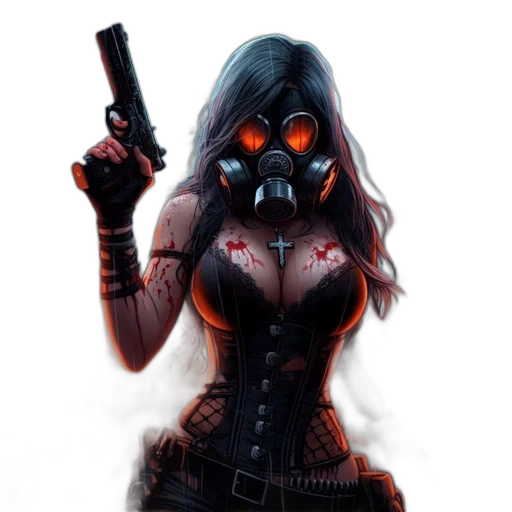 mask, face, concept art, comic book art, cyberpunk, pixel art, post-apocalyptic, scene transparent PNG cut-out