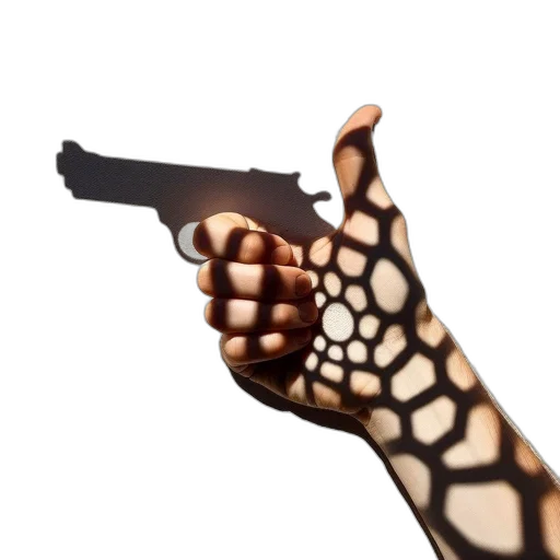 weapon, umbrella, mask, animal, 3d render, photorealistic, concept art, cyberpunk transparent PNG cut-out