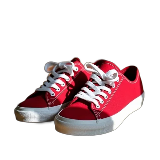 shoes, 3d render, photorealistic, red, pair, sneakers, white, soles transparent PNG cut-out