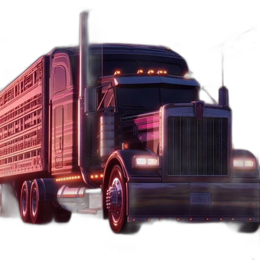 weapon, animal, concept art, photorealistic, 3d render, cartoon, black, semi-truck transparent PNG cut-out