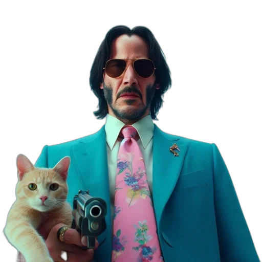 animal, jacket, robot, weapon, vaporwave, concept art, cyberpunk, pixel art transparent PNG cut-out
