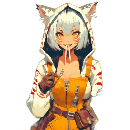 staff, jacket, creature, mask, pixel art, fantasy art, concept art, anime transparent PNG cut-out