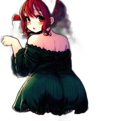 dress, staff, weapon, flower, anime, pixel art, concept art, watercolor transparent PNG cut-out