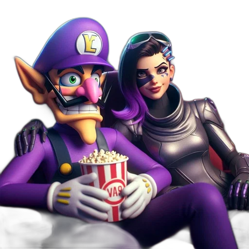 mask, face, crown, concept art, 3d render, comic book art, vaporwave, waluigi transparent PNG cut-out