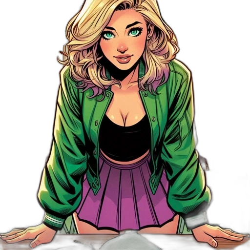 jacket, comic book art, cartoon, concept art, pixel art, green, neon, earth tones transparent PNG cut-out