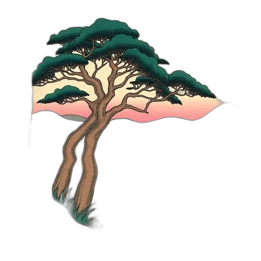 tree, umbrella, hair, crown, concept art, pixel art, 3d render, fantasy art transparent PNG cut-out