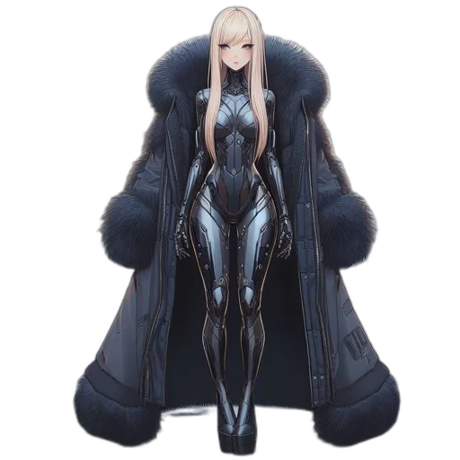 dress, jacket, robot, dragon, concept art, fantasy art, 3d render, cyberpunk transparent PNG cut-out