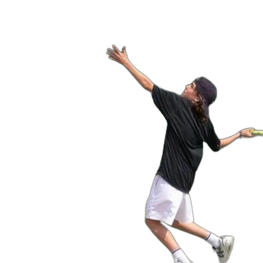 staff, 3d render, photorealistic, tennis, player, black, shirt, white transparent PNG cut-out