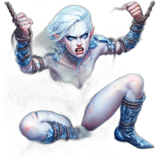 fantasy art, concept art, comic book art, pixel art, blue, fierce-looking, armored, female transparent PNG cut-out