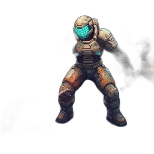 robot, weapon, mask, creature, concept art, pixel art, 3d render, fantasy art transparent PNG cut-out