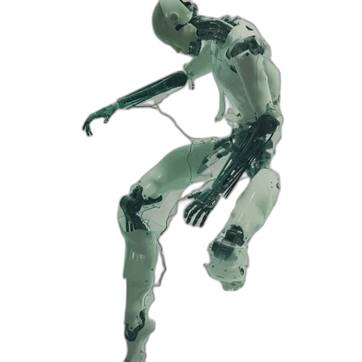 robot, creature, weapon, cyberpunk, concept art, 3d render, vaporwave, green transparent PNG cut-out