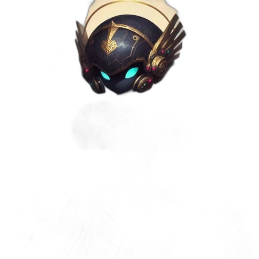 robot, mask, weapon, crown, concept art, 3d render, pixel art, fantasy art transparent PNG cut-out