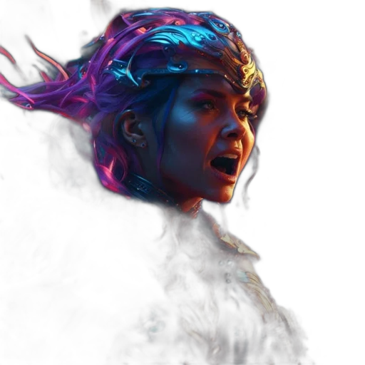 face, crown, mask, dragon, concept art, cyberpunk, fantasy art, comic book art transparent PNG cut-out